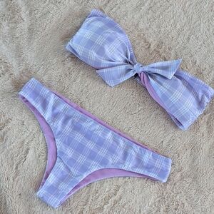 Ki-ele Swimwear Hawaii  Purple Plaid Bikini Set